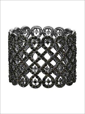 Art Deco Love Knot Wide Stretch Bridal Bracelet Austrian Crystal